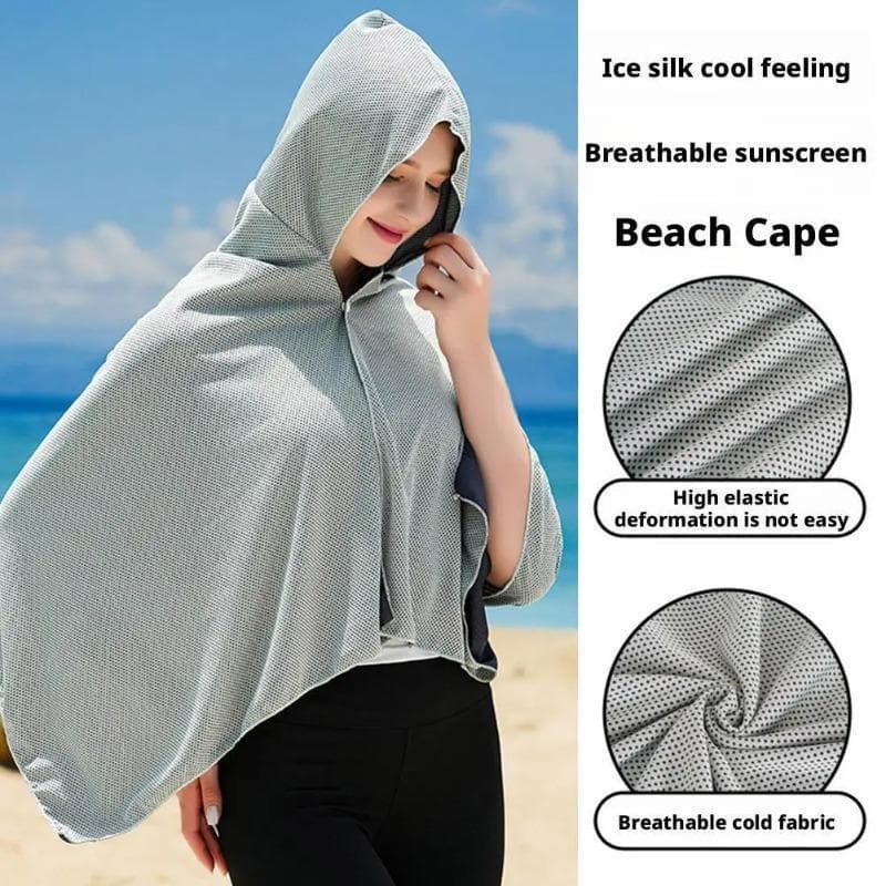 60 * 140cm Gelo Fresco Praia Poncho Cobrir Secagem Rápida Super Absorvente Oversized Com Capuz Toalha Envoltório xiconwb