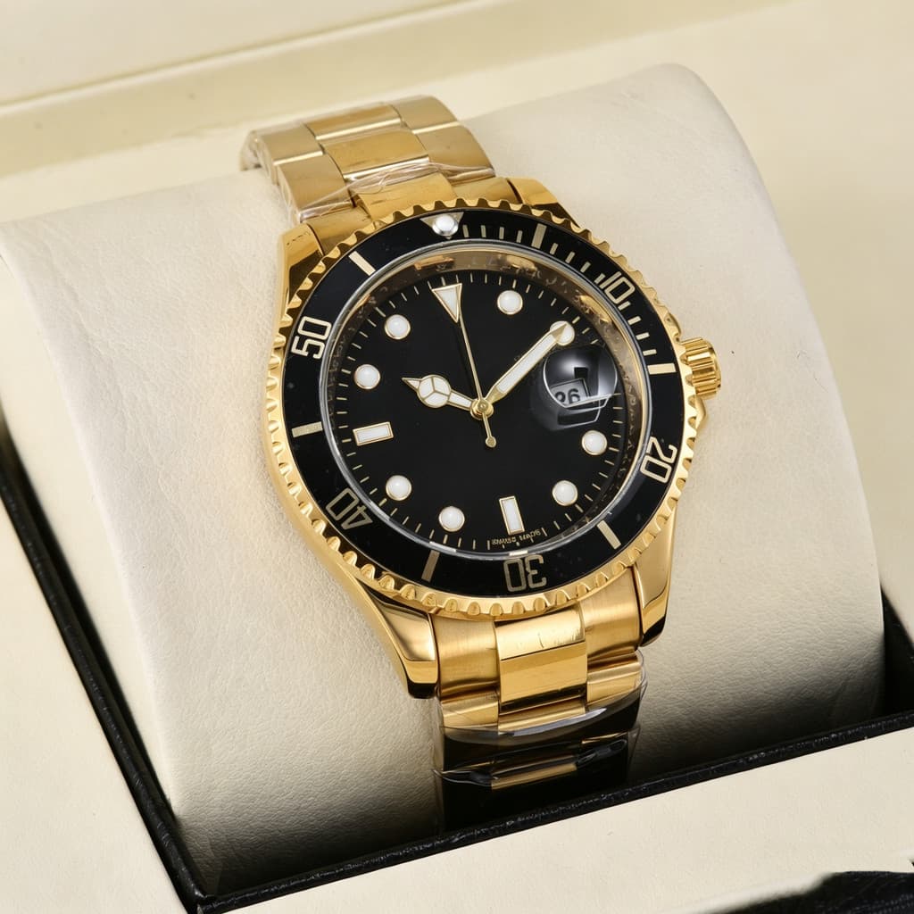 Novo relógio de quartzo masculino pulseira de aço dourado relógio luminoso à prova d'água
