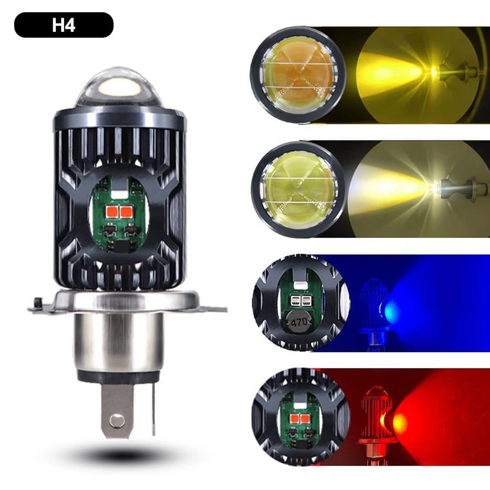Faróis LED piscantes azuis e vermelhos para motocicletas e veículos elétricos, modelo novo modificado.