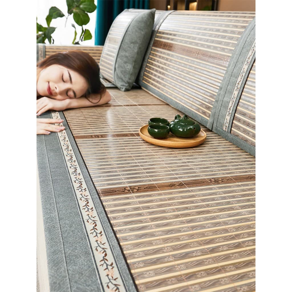 Tapete de bambu sofá almofada verão novo estilo 2024 verão estilo legal tapete almofada antiderrapante couro capa de sof