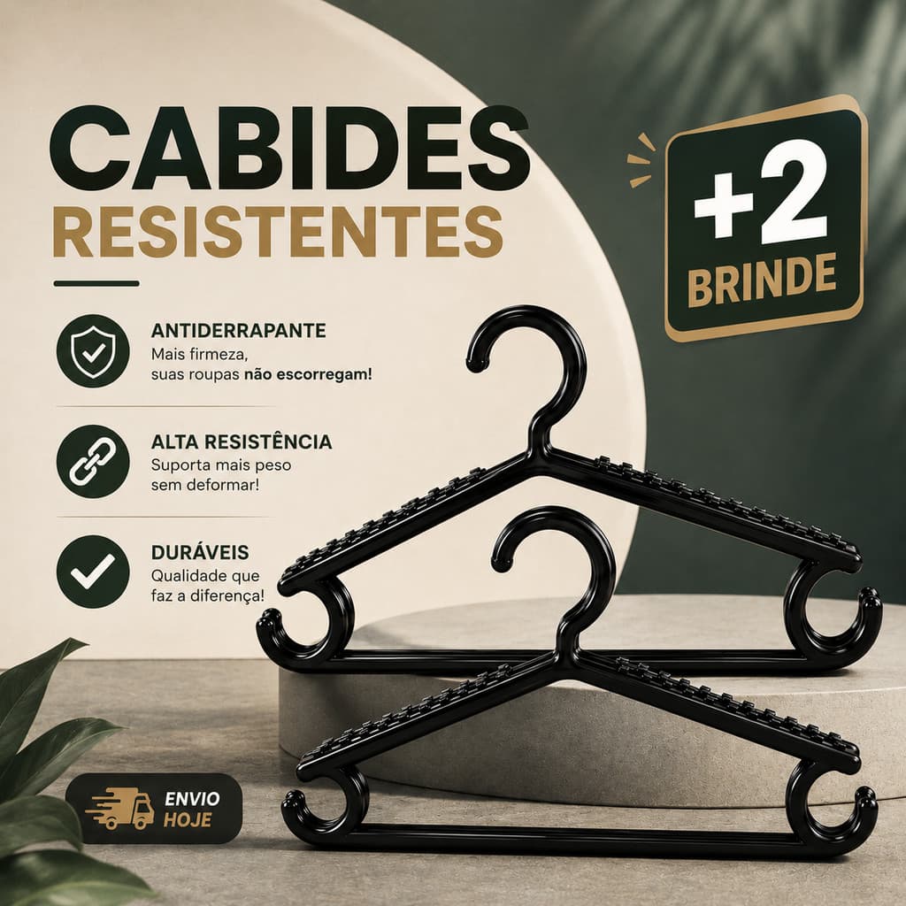 Kit Cabides Antiderrapantes Reforçados para Roupas Adulto com Suporte para Alças