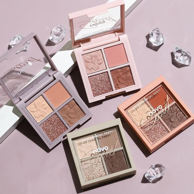 Sombra de quatro cores perolada fosca terra cor paleta de sombras feminino estudante festa iniciante iniciante diário lu