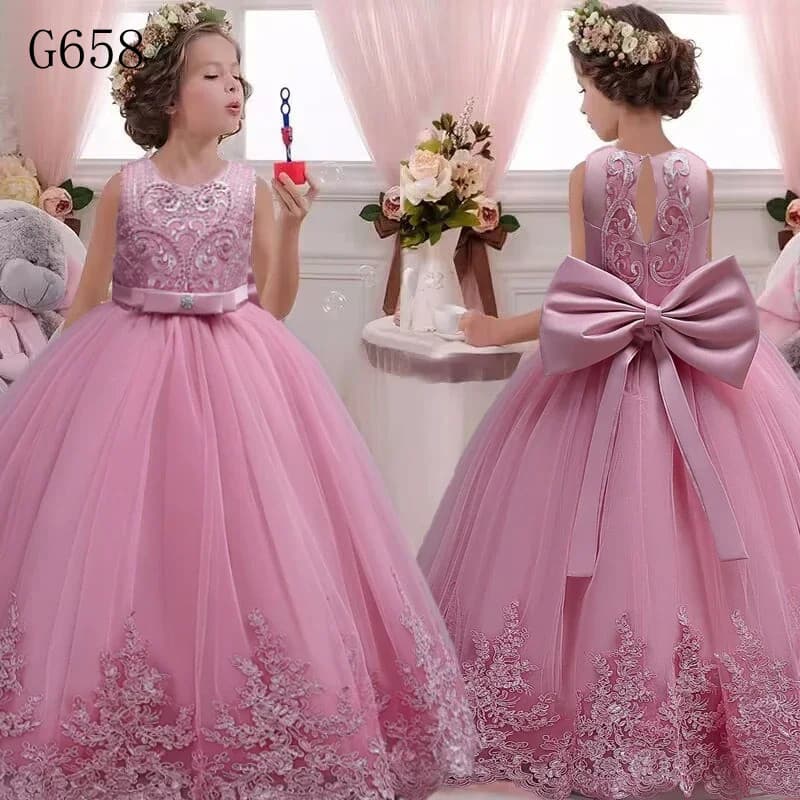 Vestido de Menina para 4-12 Anos, Vestido de Princesa Sem Mangas, Elegante, Bordado, Fofo, Modelo A6339