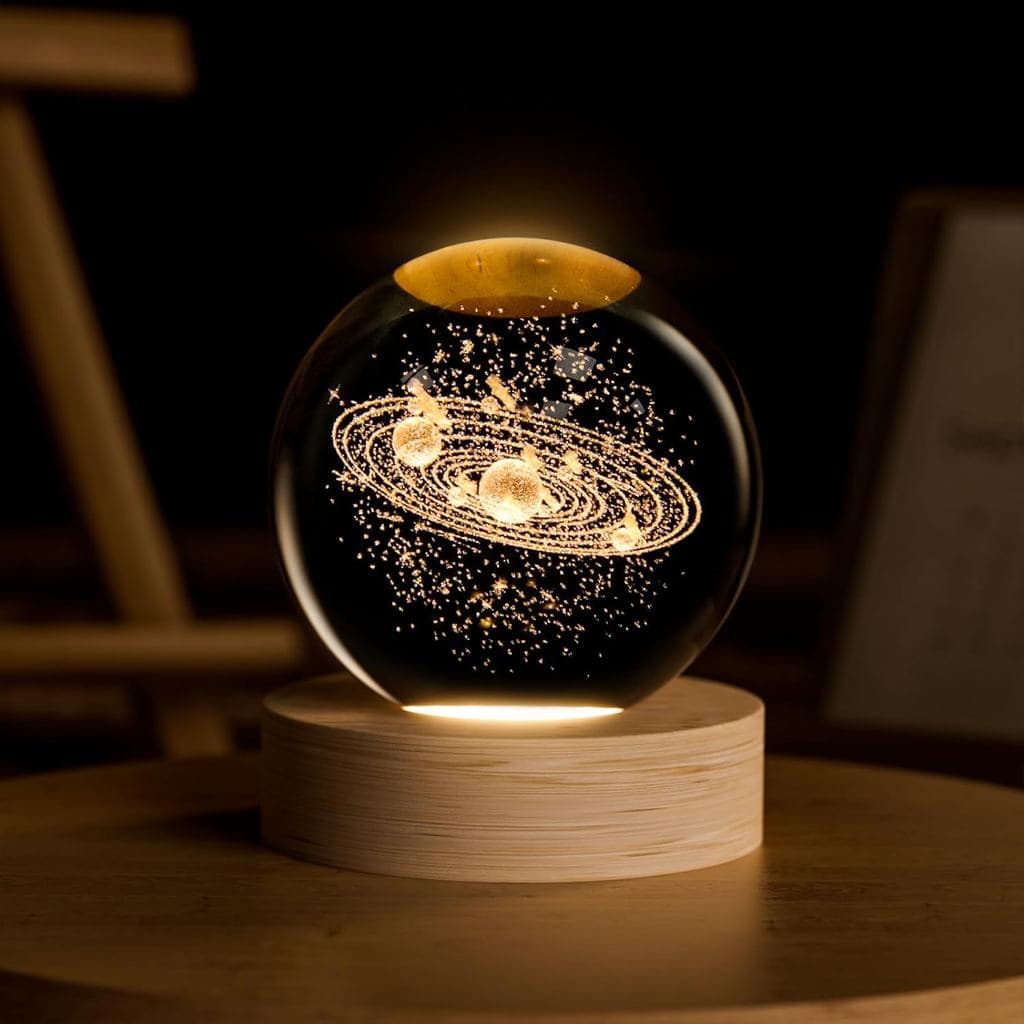 Bola de Cristal 3D do Sistema Solar, 2,4 polegadas, Presentes do Universo, Bola Decorativa de Quartzo, Modelo Espacial G