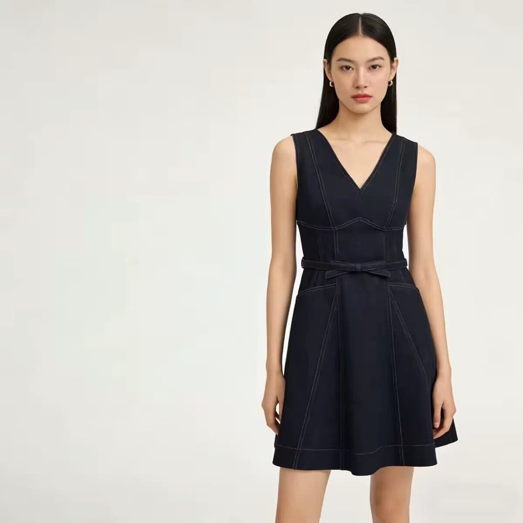Sem mangas estilingue High-End Denim vestido roupas preto pequeno verão novo estilo mais magro olhar saia curta feminina