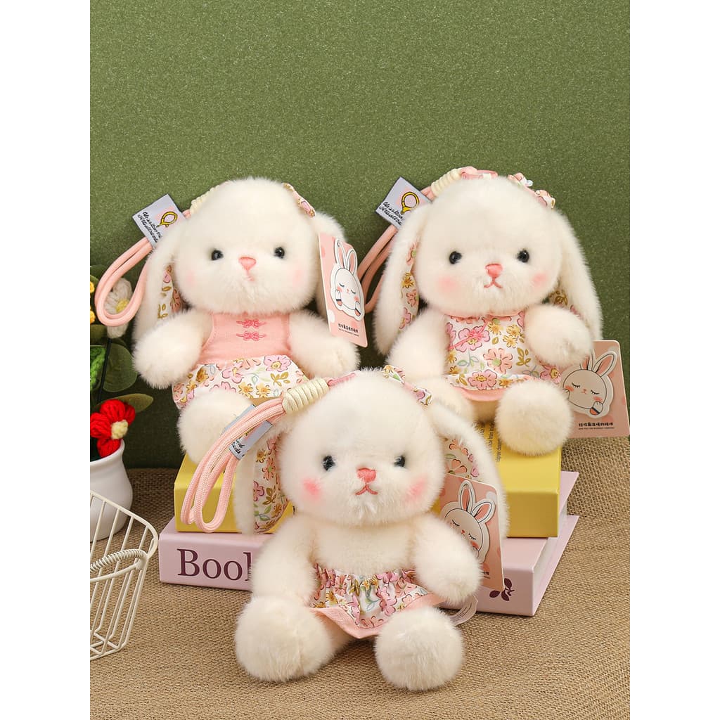 Bonito novo coelho chinês brinquedo de pelúcia com partículas de fragrância cura chaveiro pingente boneca calmante