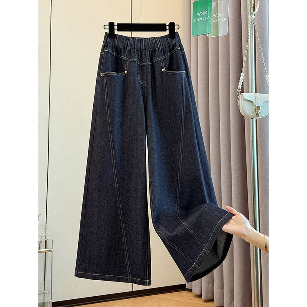 Street Wear Jeans retos feminino verão 2026 elástico cintura alta solto tamanho grande gordura mm mais magro olhar peque
