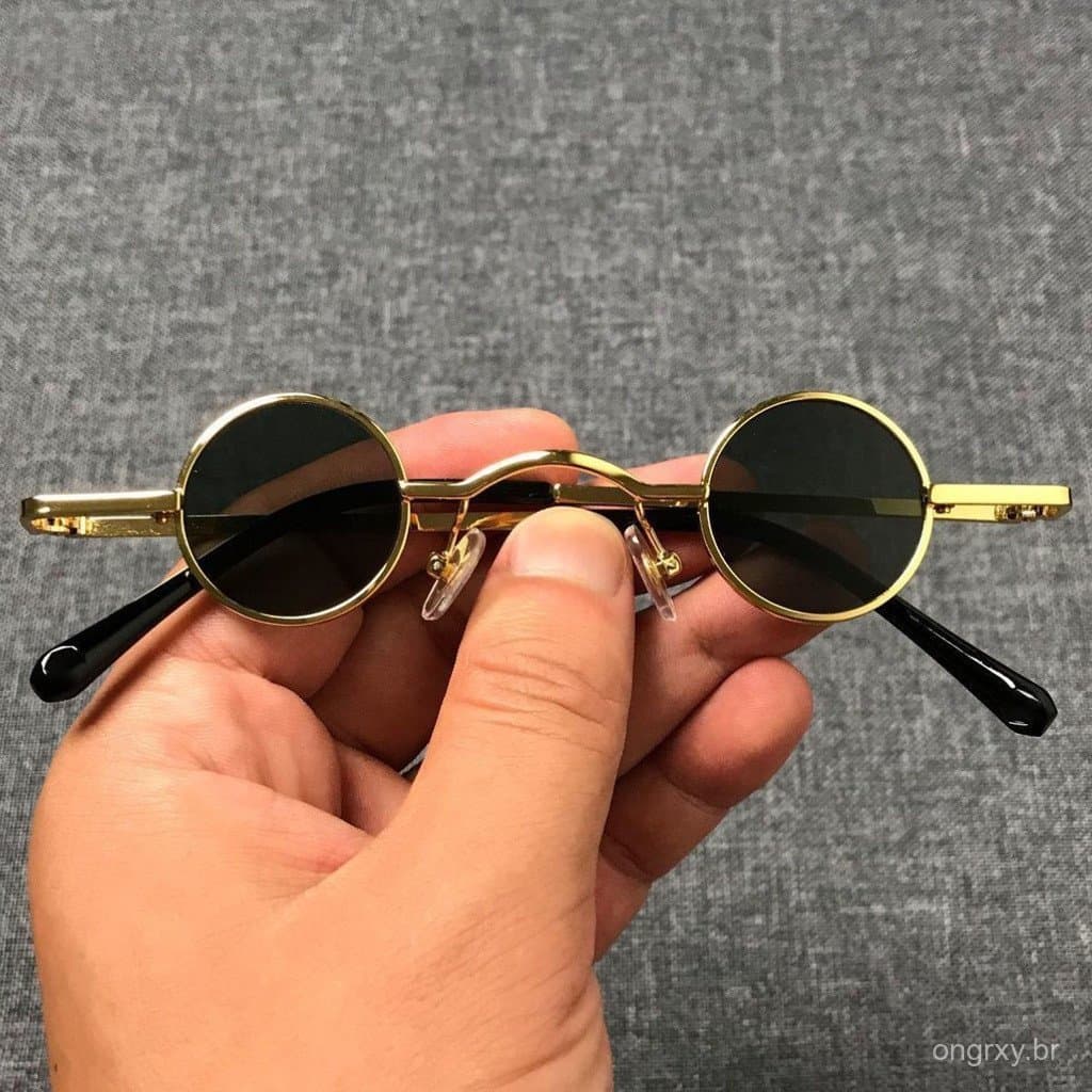 Óculos De Sol Redondos Punk Príncipe RETRO SUNGLASSES Forma Côncavo Masculina E Feminina Ultra Pequeno Armação Hip Hop