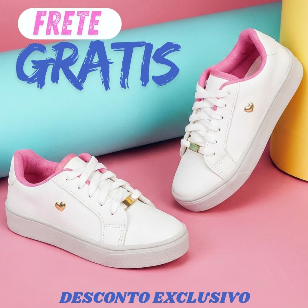 Sapato Infantil Feminino Branco Com Detalhe Coração Dourado Estilo Elegante E Moderno