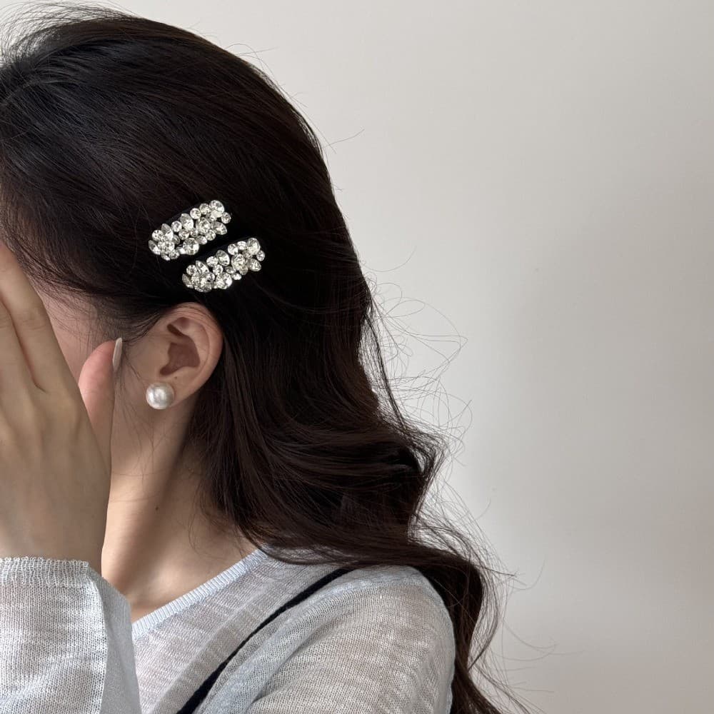 Moouga/Requintado pequeno brilhante Oval strass Duckbill clipe de cabelo High-End sentimento franja clipe lateral