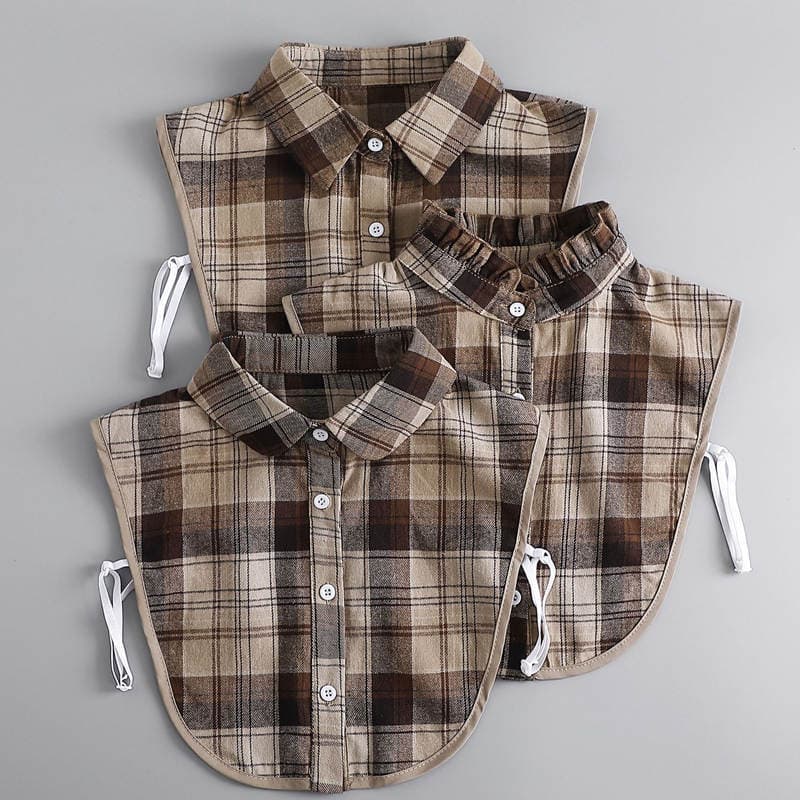 All-Match xadrez colar falso blusa gola falsa outono inverno camisola gola decorativa quente Bo