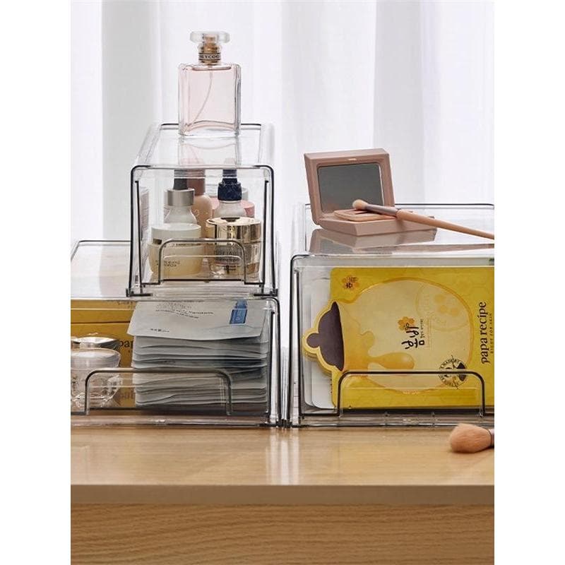 Transparente transparente acrílico tipo gaveta caixa de organização máscara caixa de armazenamento Desktop cosméticos pr