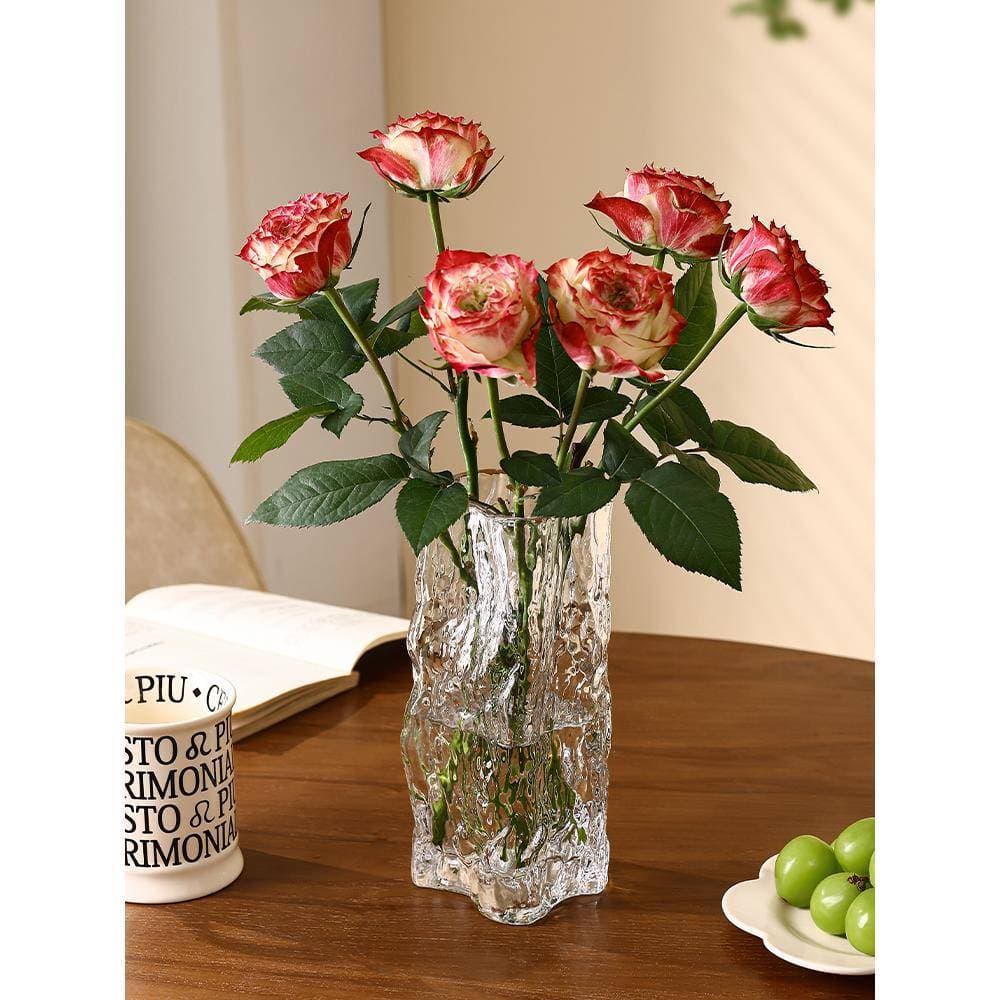 Vaso de vidro ornamentos Desktop sala estar arranjo flor luz luxo transparente flor cristal piso mesa jantar criativo de