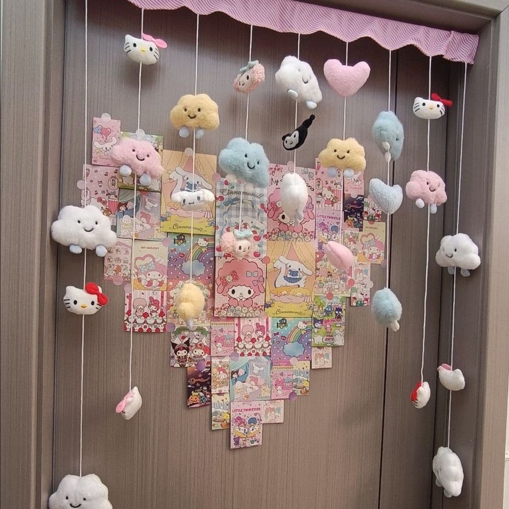 Nuvem porta cortina quarto ornamentos menina partição canela cão decoração do quarto sem perfuração cortina das crianças