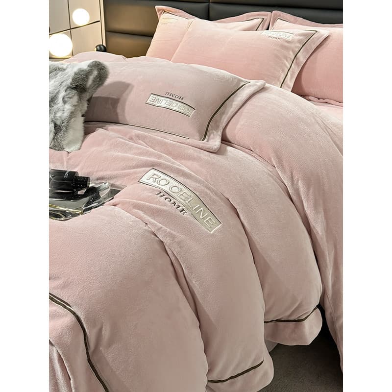 High-End luz estilo de luxo mais veludo leite veludo conjunto de quatro peças inverno quente colcha capa Coral veludo en