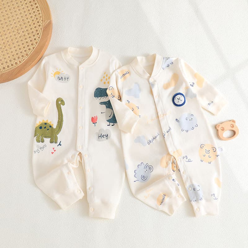 Roupas de bebê puro algodão desossado primavera outono estilo macacão de bebê manga longa dos desenhos animados recém-na