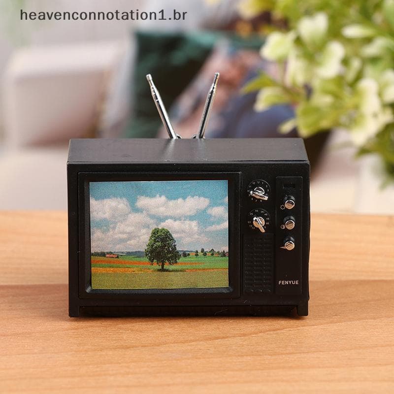 heav 1 : 12 Casa De Bonecas Em Miniatura Televisão TV Com Imagem Boneca Móveis Modelo Brinquedo BR