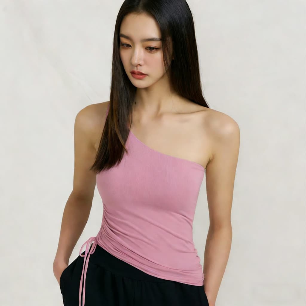 Colete de Yoga de um ombro feminino com almofada no peito sem costura mais magro olhar Fitness esportes superior apertad