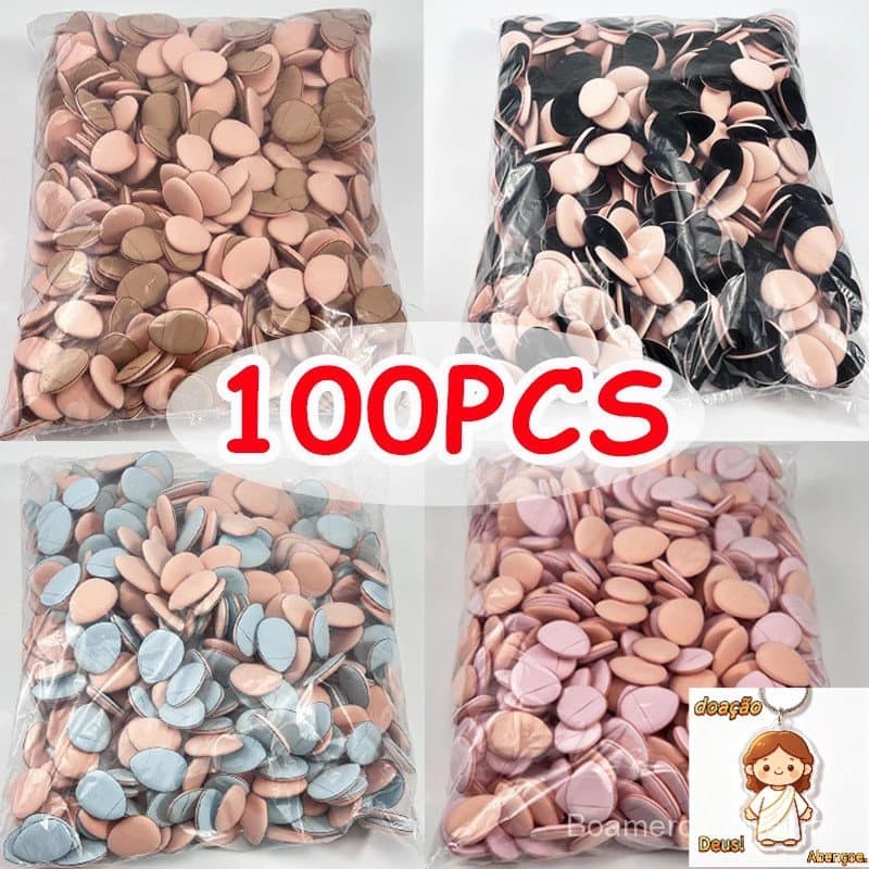 Mini Dedo Polegar Maquiagem Esponja Puff 100 Pçs Almofada De Ar Macio Corretivo Cosméticos Base Líquida Blush Pó Ferrame