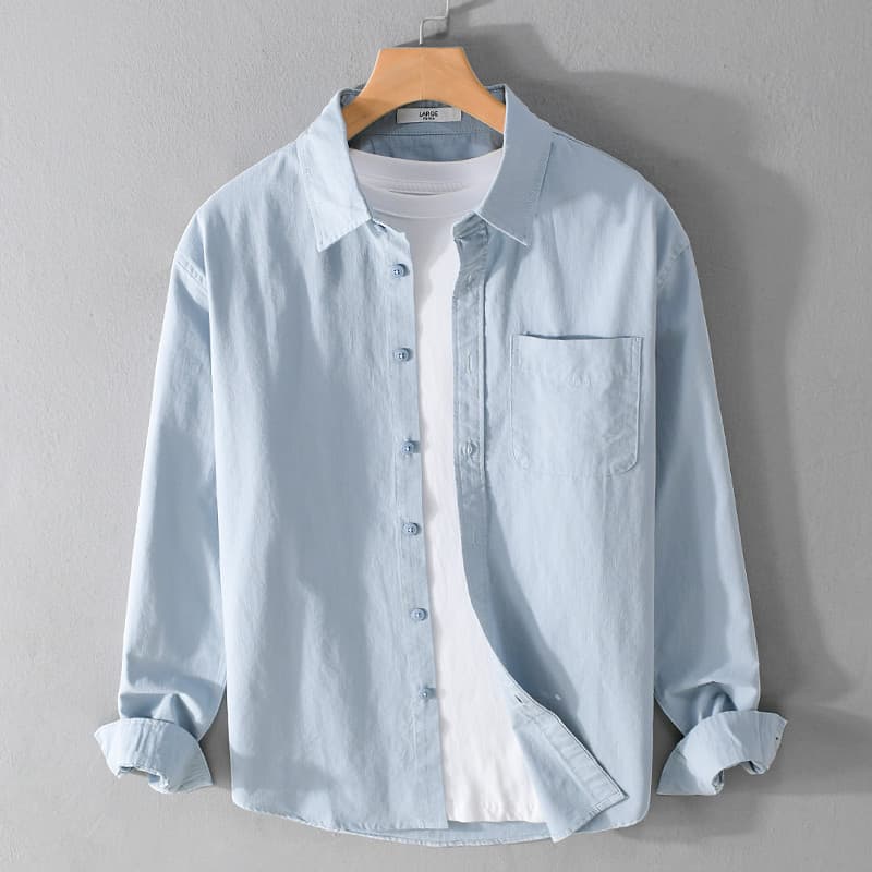Primavera outono puro algodão camisa masculina lapela solta japonês Retro Casual simples juventude All-Match camisa bran