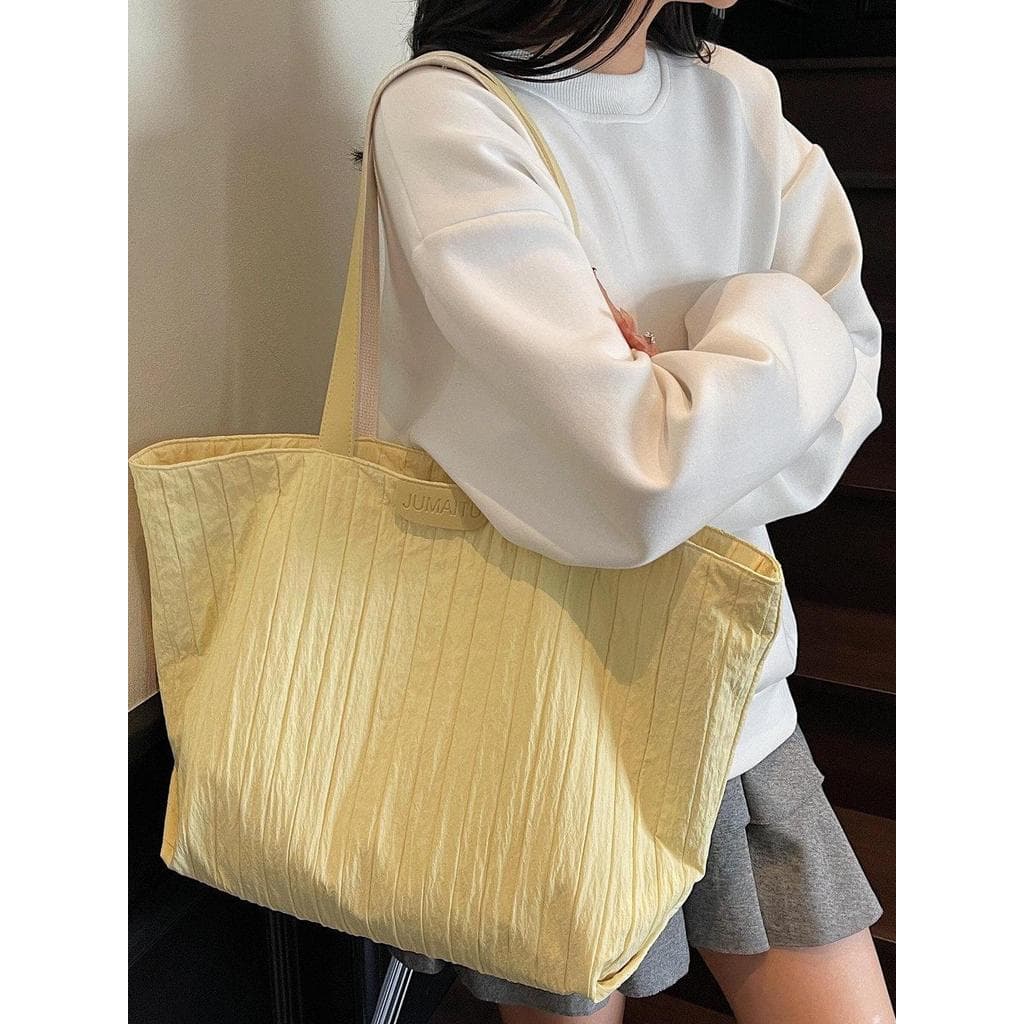 Bolsa de lona de grande capacidade feminina Casual simples Commuter sacola All-Match estudante classe um @