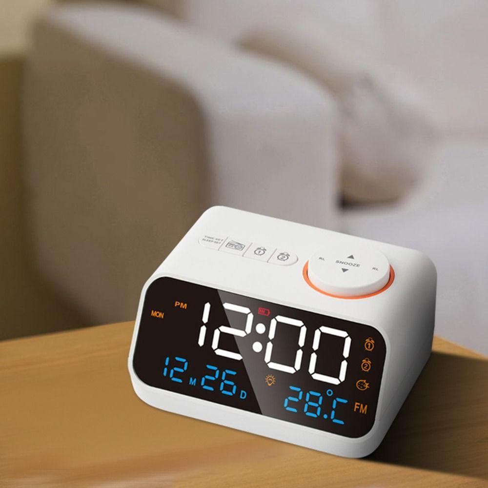 Rádio FM LED Despertador , Carregamento USB Volume Ajustável Calendário De Mesa Digital