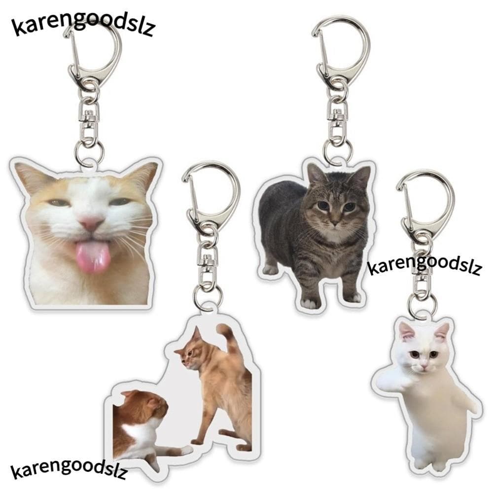 Chaveiro De Gato De Desenho Animado KARENGOODS , Textura De Escultura Em Areia , Cabeça Tamanho Compacto , Leve