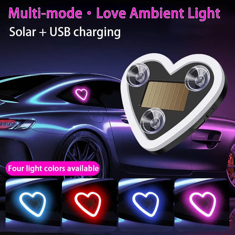 Carro LED Amor Atmosfera Janela Luz Decoração Luzes De Advertência Solares Brilhantes