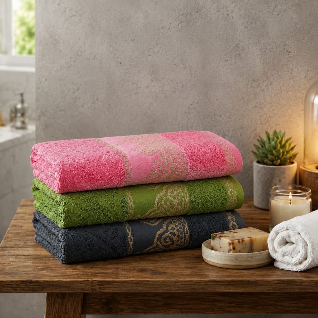 Kit 3 Toalhas Banho Veneza 75x150 Grande Algodão Confortável Premium 100% Algodão