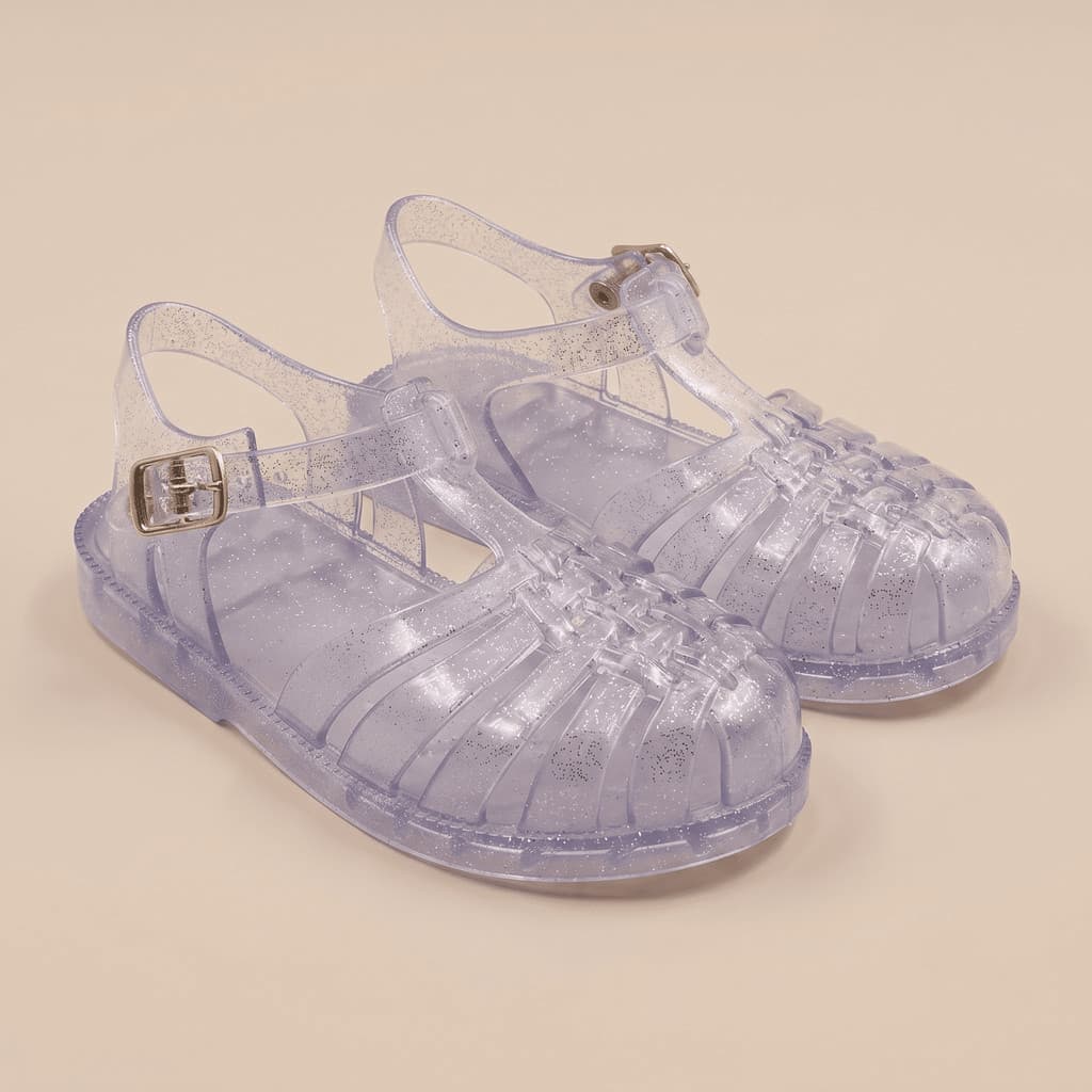 Sapatilha Infantil Menina Sandália Papete Melissinha Jelly Cage Fivela Dourada Verão Praia