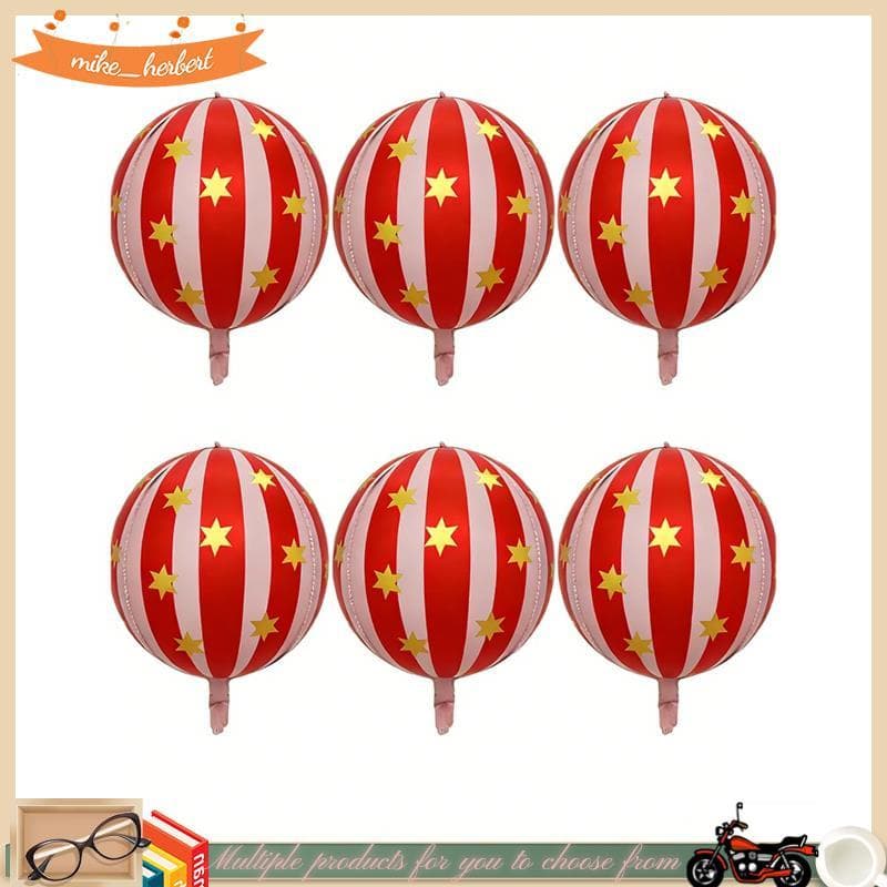 6 PCS 22 Polegada Balões De Carnaval Balão Estrela Para , Decorações De Festa Temática De Circo Vermelho