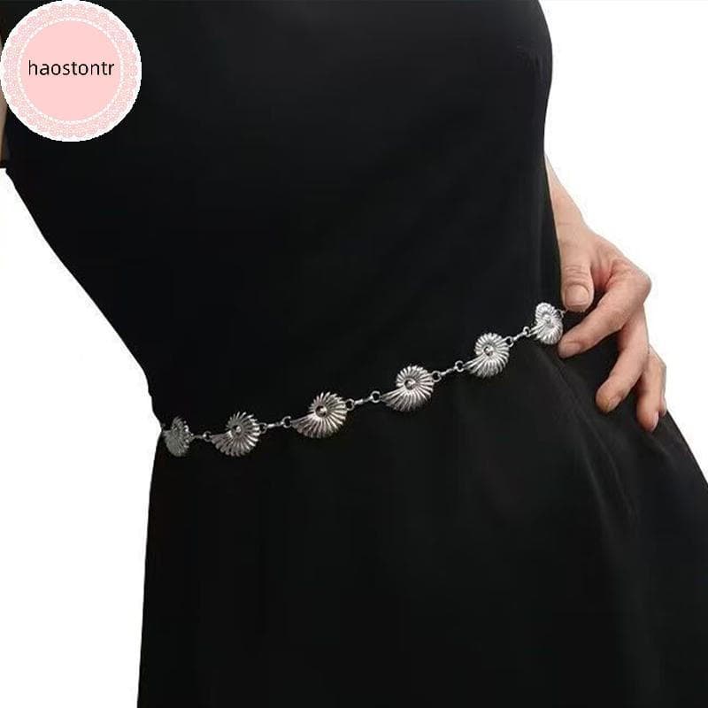 Haostontr Cinto Ajustável Dourado e Azul Moderno para Vestido Vintage com Corrente de Metal BR HIUG