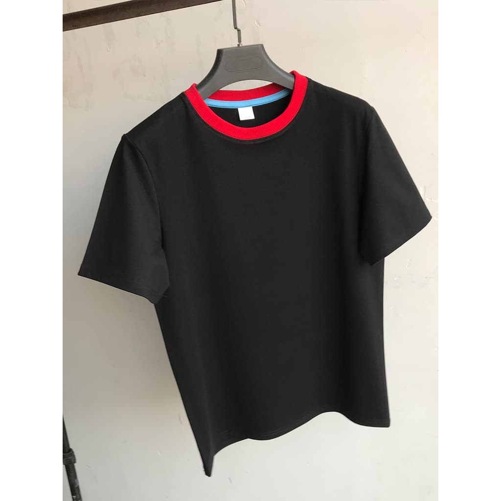 Verão cor combinando camiseta de manga curta topo Casual All-Match simples em linha reta masculino básico algodão em tor