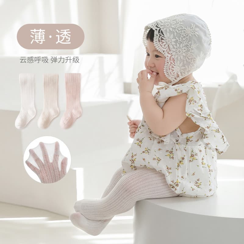Meninas meia-calça verão novo estilo Ultra-fino respirável malha oca bebê menina Leggings branco princesa meia-calça