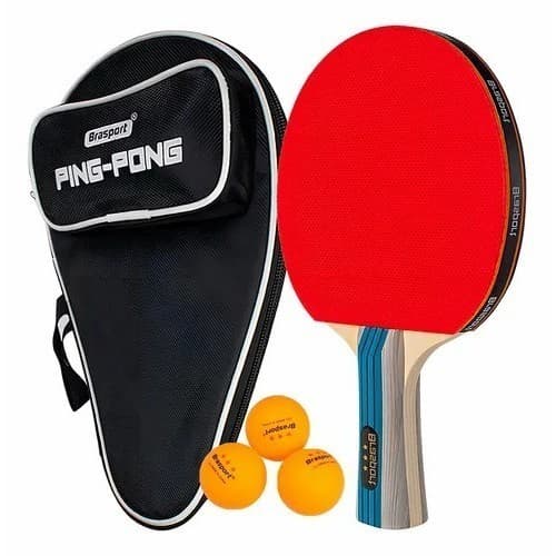 Kit Raquete profissional + 3 bolinha de Ping Pong Tênis de Mesa 3 estrelas + Capa da Raquete Mb