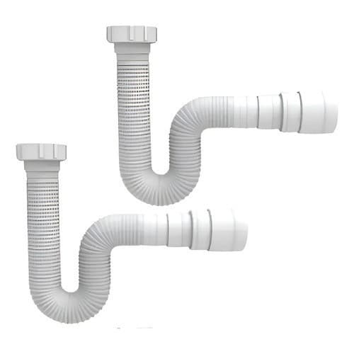 Kit Sifão Universal Extensível Blukit Para Pia De Cozinha E Tanque, De Plástico Branco Azul