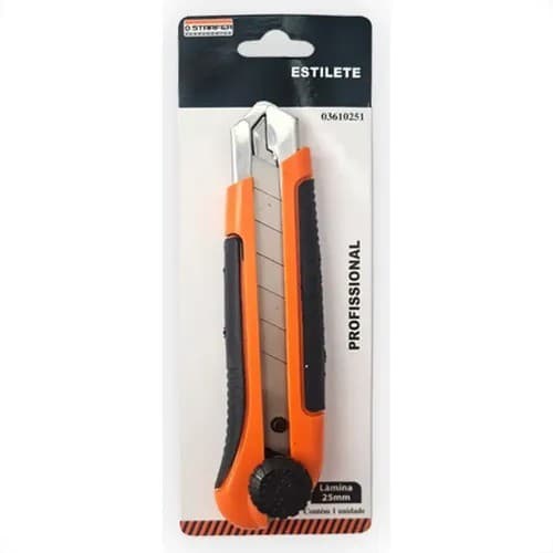 Estilete Emborrachado com Trava 25mm Starfer Largo para Serviços Gerais Cortes Precisos SB