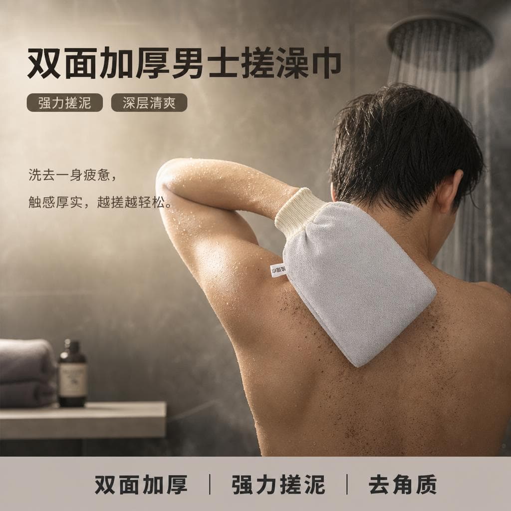 Toalha de banho masculina espessada dupla face, lama forte, esfoliante, banho doméstico, descontaminação de corpo inteir
