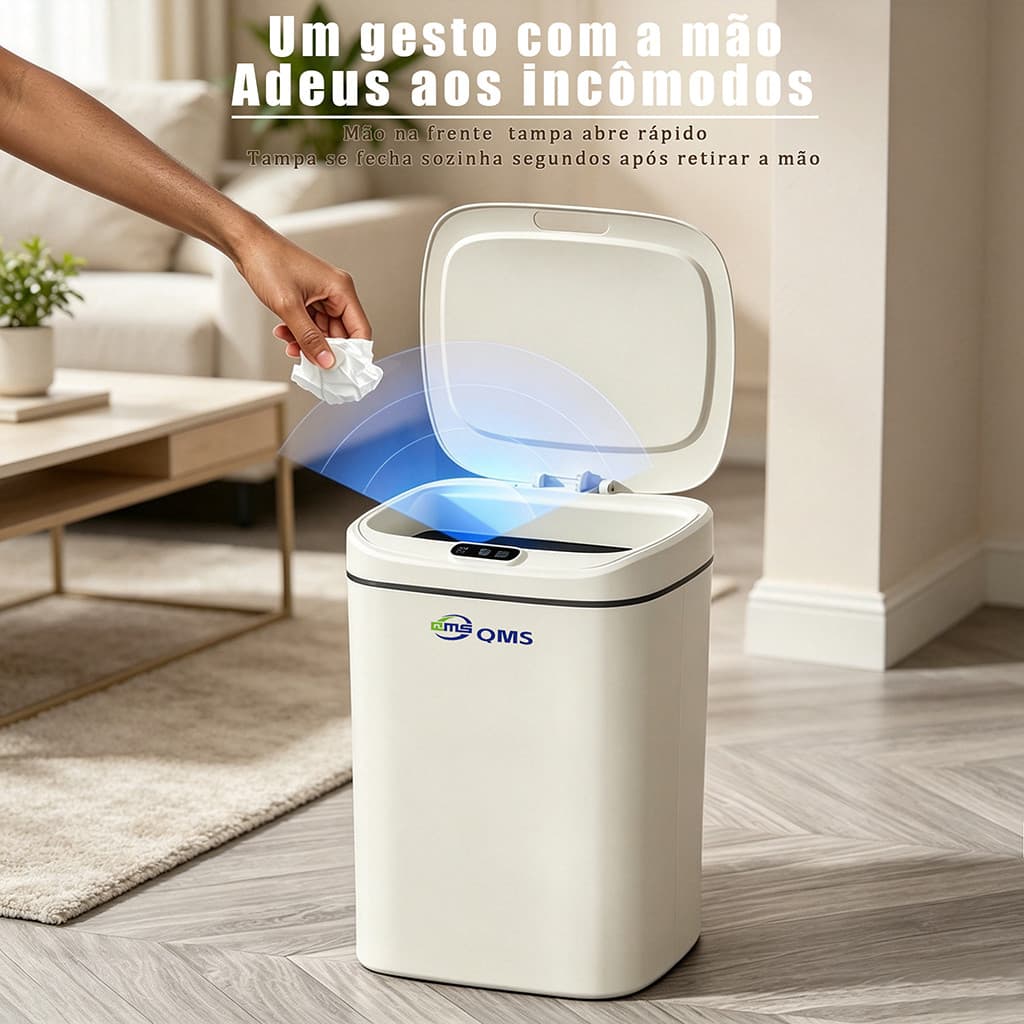 Lixeira Inteligente 16L Sem Toque Sensor Automático Ideal Para Casa, Cozinha, Banheiro e Quarto