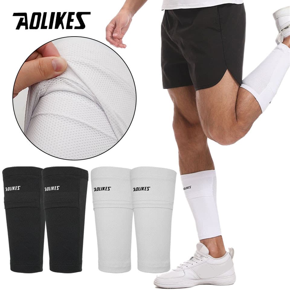 AOLIKES 1 Par Respirável Elástico Futebol Prevenção De Colisão Inserção Bolso Esporte Meia Perna Capas