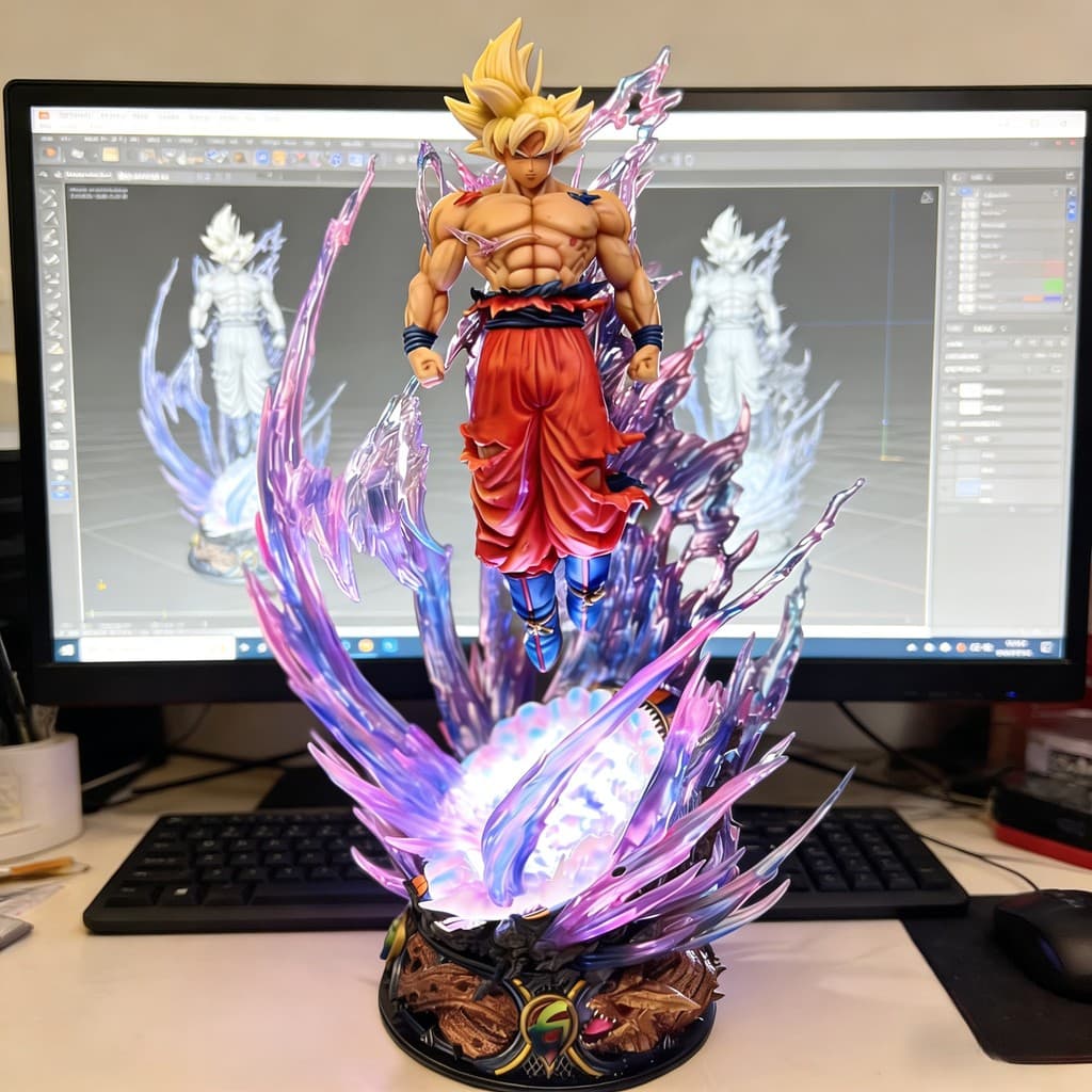 Zizai Jiyigong Son Goku Dragon Ball Figura Trompete Super Saiyan Modelo Anime Decoração de jogo na moda