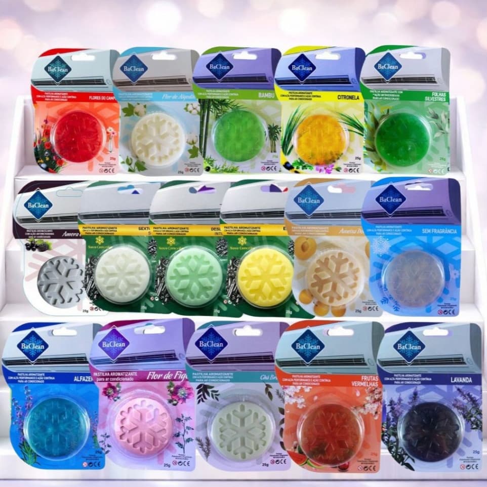 Pastilhas Aromatizantes e Bactericidas BaClean Ar Condicionado escolha Aroma