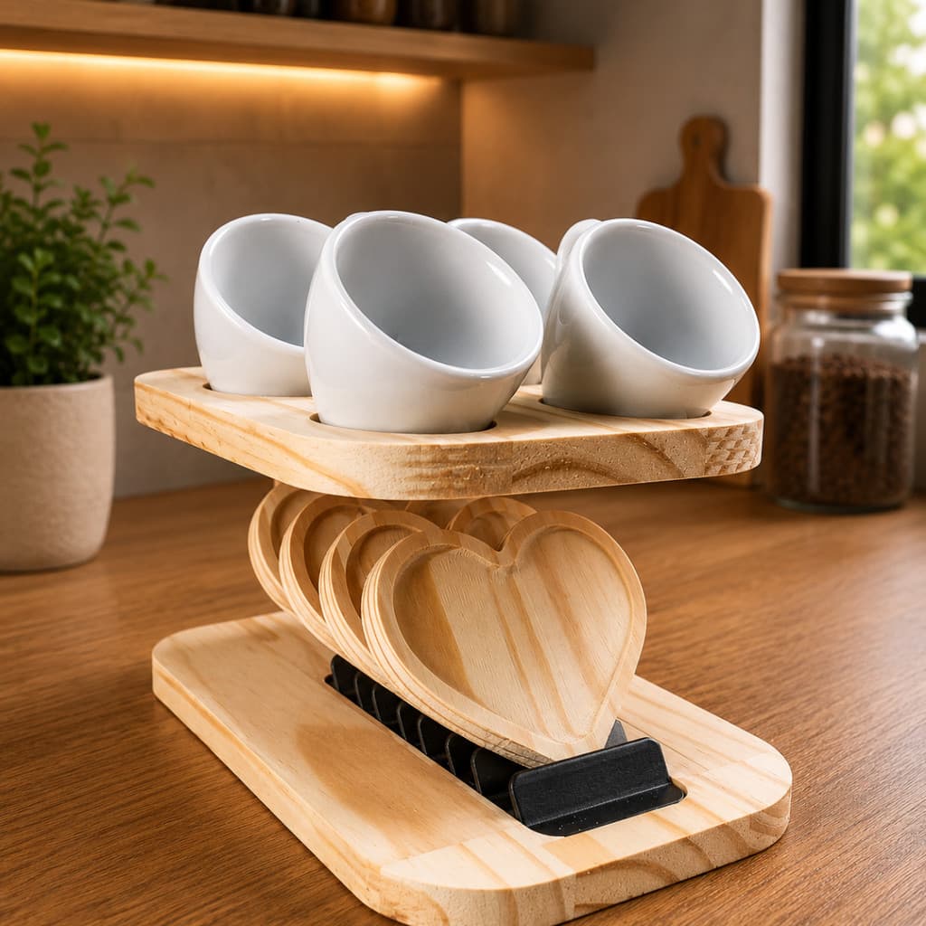 Porta Xícaras Organizador Cozinha Café Casa Suporte Para Pires