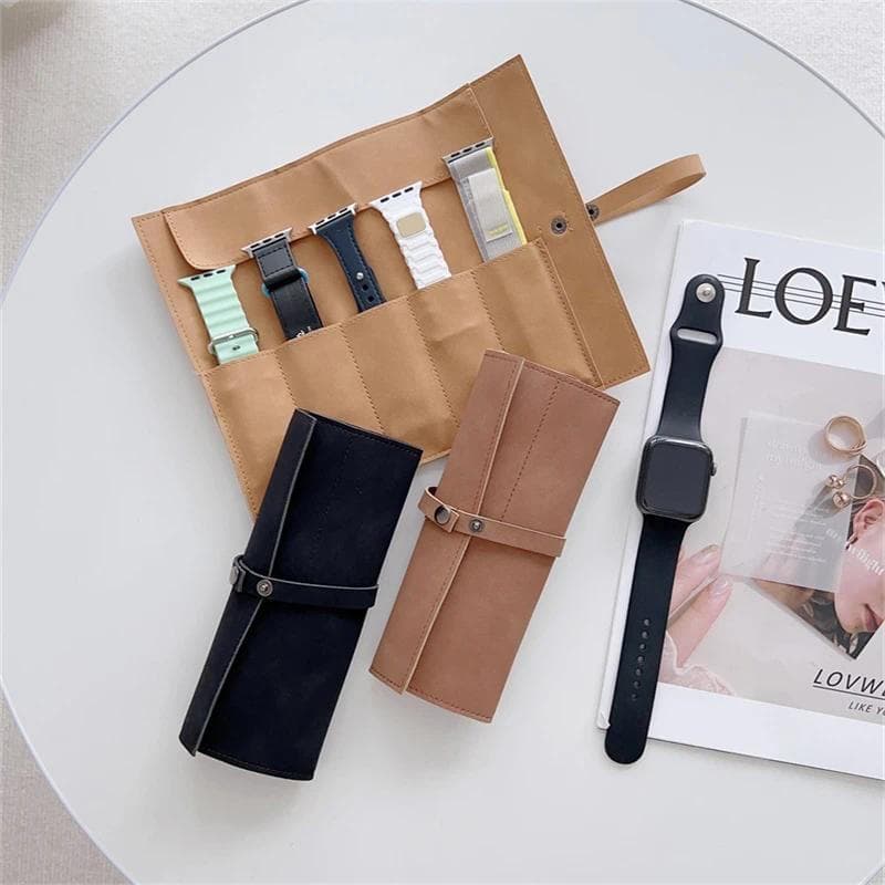 Bolsa de armazenamento para pulseiras de relógio em couro fosco estilo coreano, adequada para armazenamento de viagem do