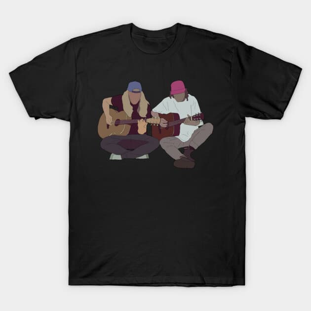 Camiseta Sticky Fingers Dois Integrantes Violão Acústico Desenho Minimalista Oversized Unissex Algodão Premium