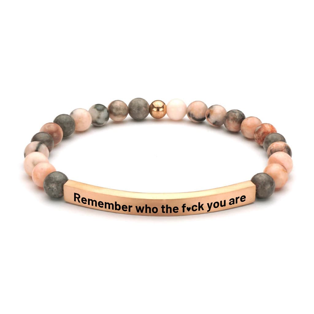 Pulseira Feminina Rosa com Zebra, Contas de Cristal de Pedra Olho de Tigre e Tubo Curvo de Aço Inoxidável Gravado