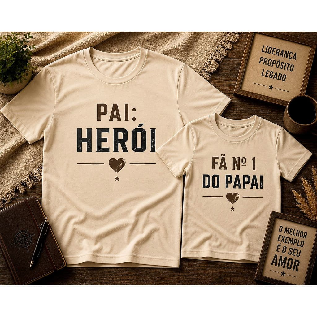 Kit Camiseta Masculina Dia Dos Pais Adulto Infantil Homem Presente Camisa 100% Algodão Qualidade Premium Envio Rápido