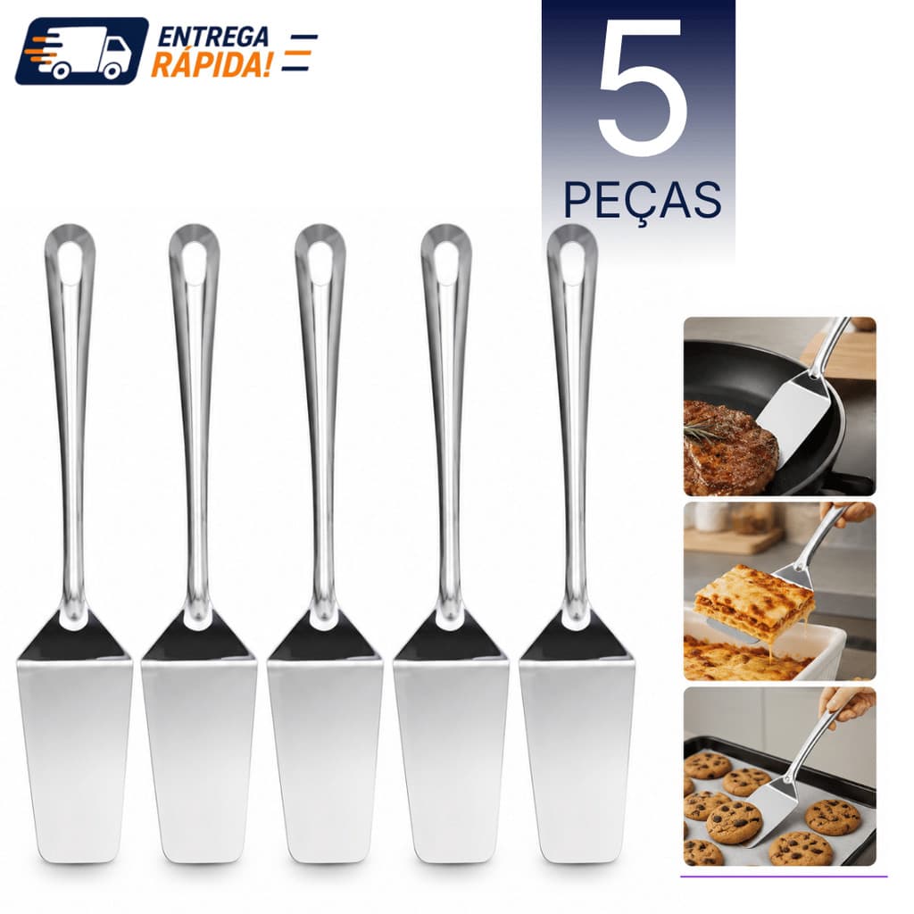 Espátula de Bolo Aço Inox 27,4cm Kit 3 4 5 7 9 Peças Utensílio Confeitaria Mesa Posta Cozinha Premium Doce