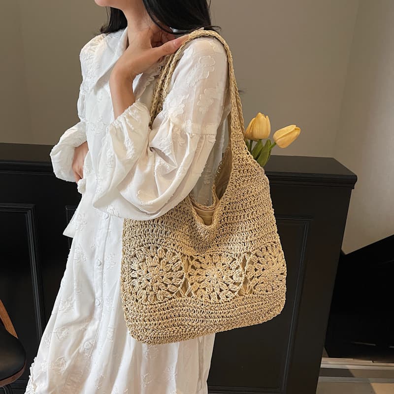 Novo saco de tecido de palha saco tecido à mão feminino Commuter All-Match