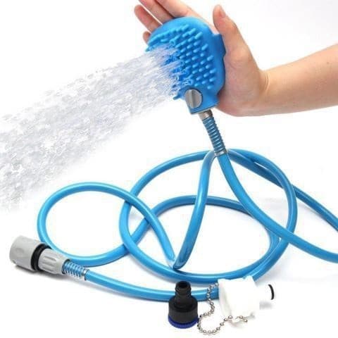 Escova de banho para animais de estimação, escova de massagem de Silicone com sprinkler, escova de limpeza para cães e g
